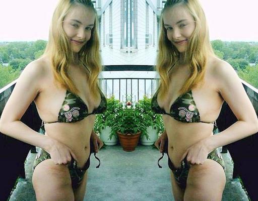 Stacy Camouflage String Bikini Under Jeans