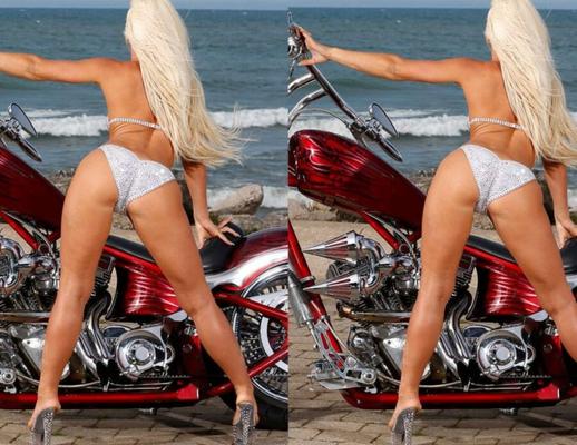 Sarah Dinsmore Stripper Poses With Motorcycle Doing Tight Bikini