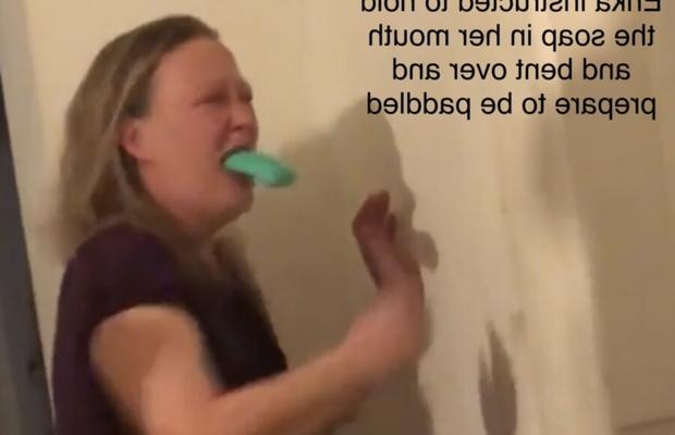 Naughty brat gets the brush