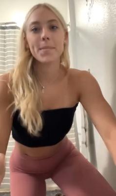 Blonde with Great Ass Strips in Bathroom